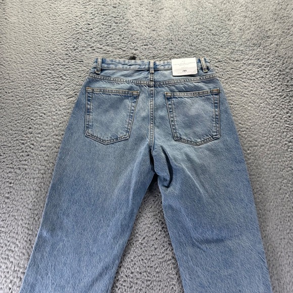 Zara Jeans Womens Size 4 Blue Light Wash Cotton 90's Full Length Split Hem - Picture 6 of 11